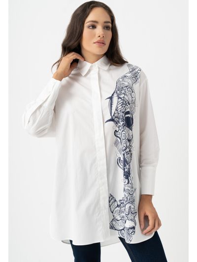 Fish Printed Long Sleeves Shirt