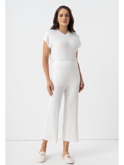 Knitted Solid Straight Leg Trouser