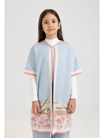 Knitted Textured Winter Poncho
