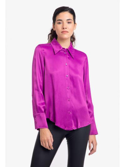 Solid Button Up Shirt with Long Sleeves