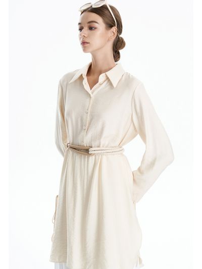 Texture Long Shirt With Slits -Sale