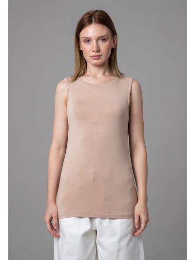 Soft Solid Sleeveless Crew Neck Basic Top