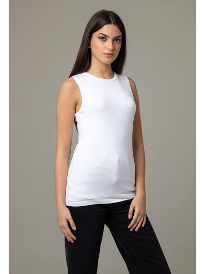 Soft Solid Sleeveless Crew Neck Basic Top