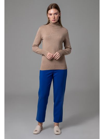 Side Slits Solid High Rise Formal Trousers