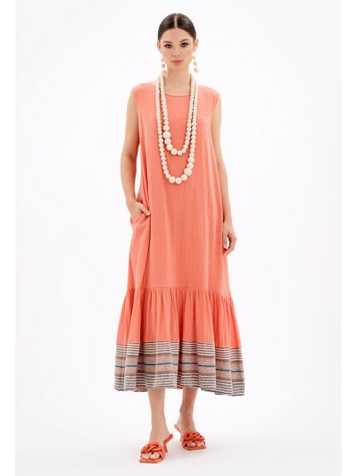 Sleeveless Tiered Striped Hem Maxi Dress -Sale