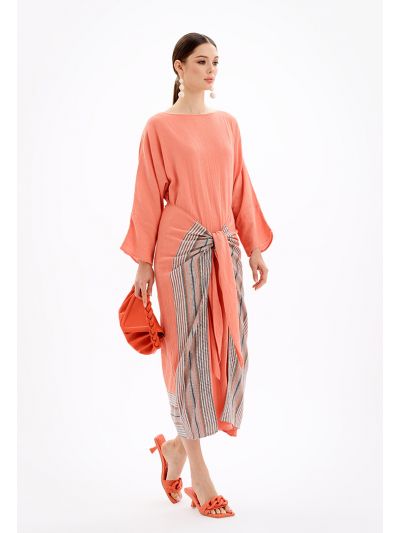 Maxi Wrap Dress With Self Tie Detail -Sale