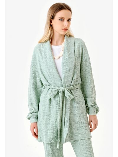 Knitted Textured Solid Cardigan