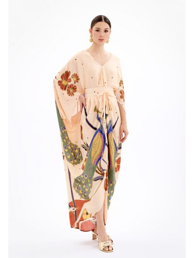All Over Printed V-Neck Winged Dress -Sale