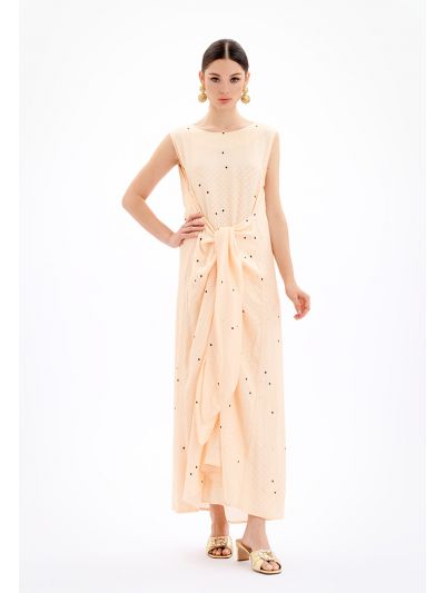 فستان بطبعة كاملة بدون اكمام - ستايل رمضان