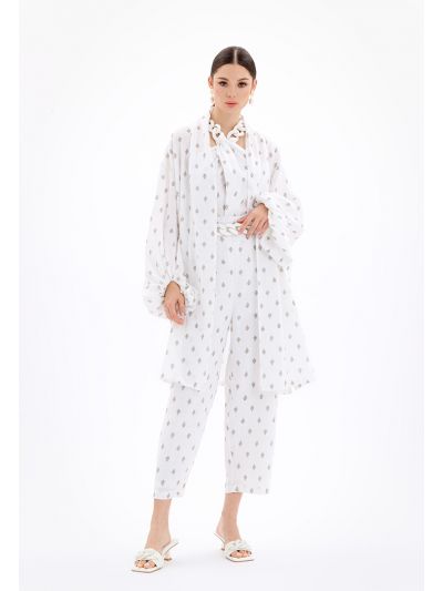 Open Front Printed Cardigan With Chunky Belt -Sale