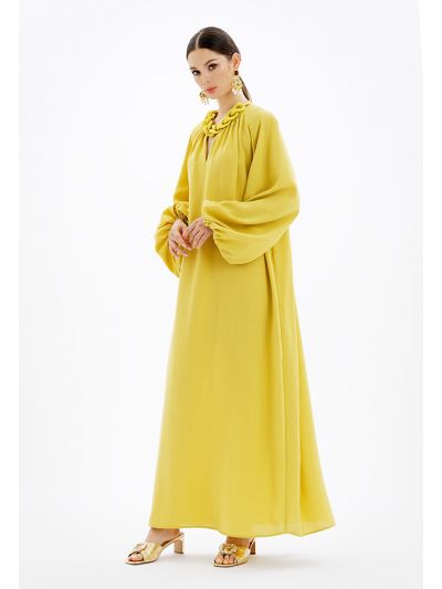 Sleeved Chunky Chain Detailed Maxi Dress -Sale