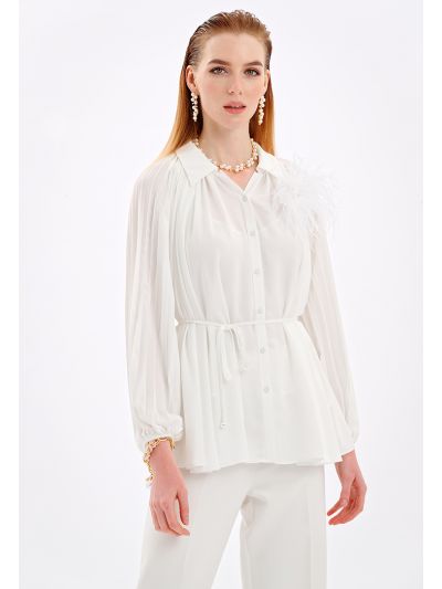 Solid Shirt With Pleated Details