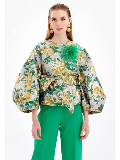 Short Jacquard Textured Jacket -Sale