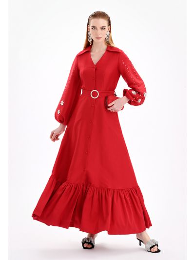 Embellished Sleeves Maxi Dress -Sale