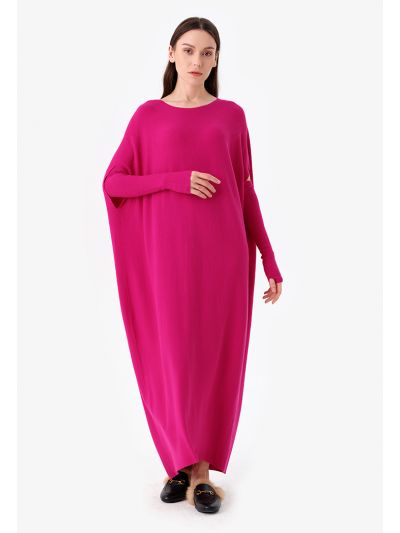 Knitted Solid Dress With Arm Sleeves -Sale