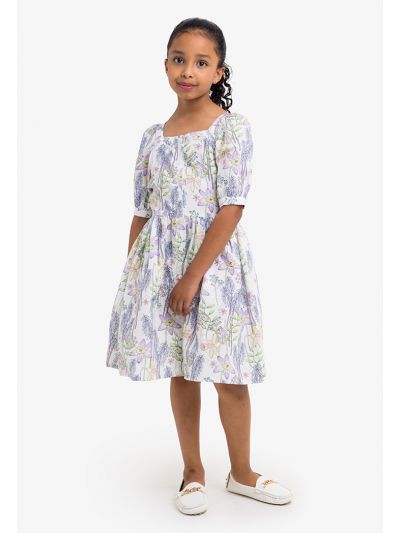 Colorful Print Square Neck Summer Dress