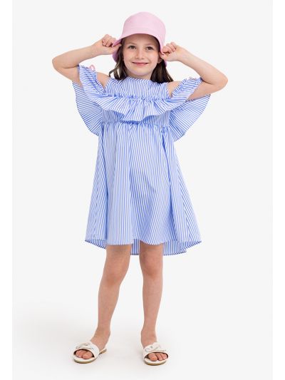 Striped Sleeves Frill Summer Dress