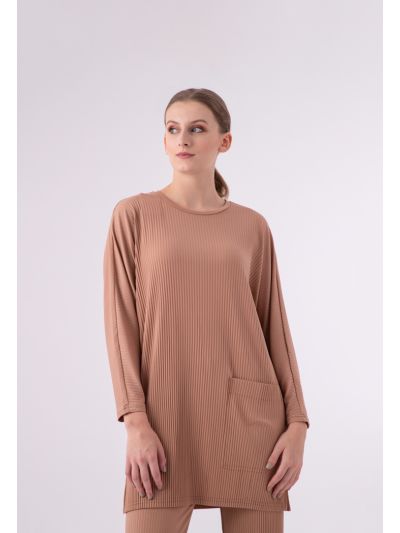Pleated Stretch Jersey Tunic Blouse