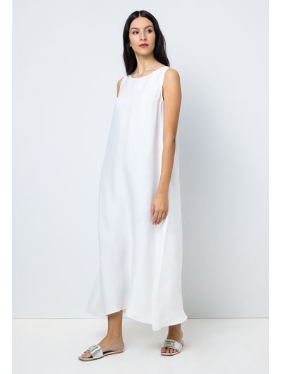 Solid Sleeveless Crew Neck Dress