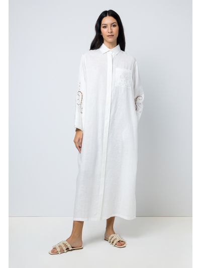 Solid Long Sleeves Maxi Shirt Dress