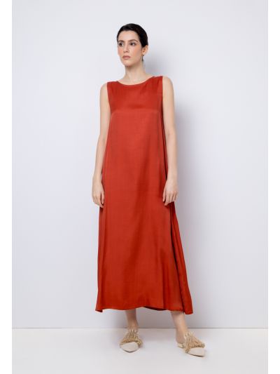 Solid Sleeveless Crew Neck Dress