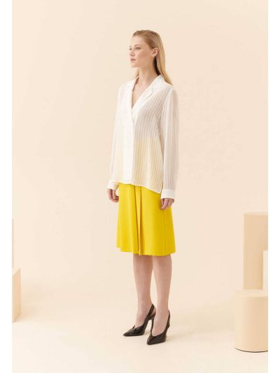 Roman Solid Pleated Detail Skirt Yellow