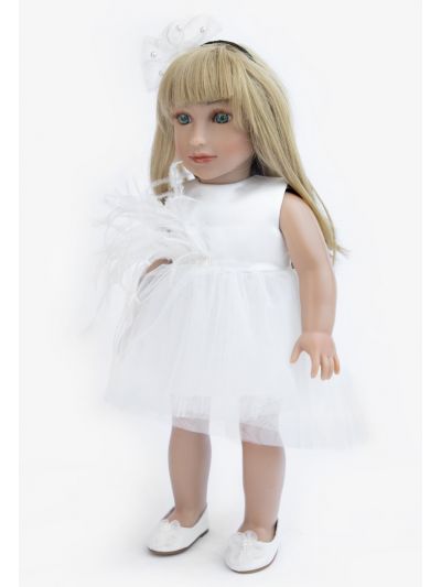 Faux Feathers Embellished Mesh Doll Dress