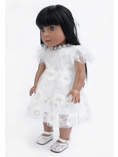 Solid Ruffled Belted Doll Dress