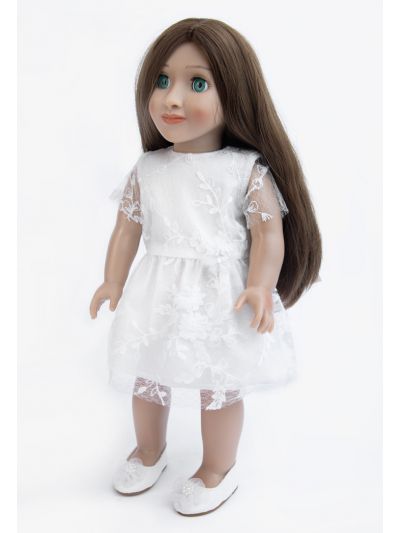 Belted Floral Lace Mesh Doll Dress