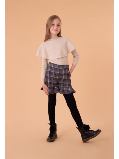 Ruffles Plaid Elastic Short Skirt