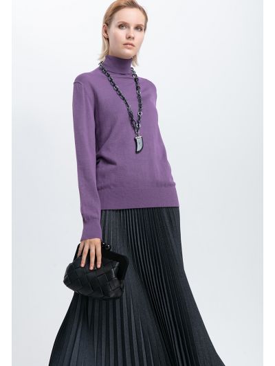 High Neck Single Color Knitwear -Sale