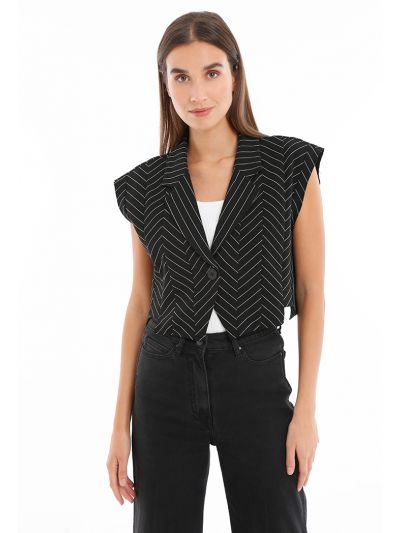 Notched Lapel Sleeveless Mini Blazer