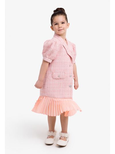 Puff Sleeves Pleated Dress