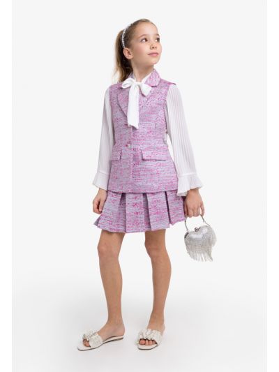 Multicolor Box Pleat Skirt