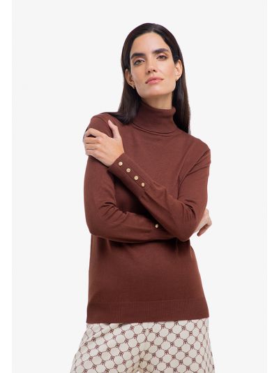 High Neck Solid Knitted Shirt -Sale