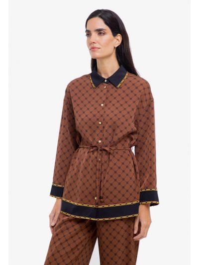 Diamond Patterned Inverse R Button Up Shirt