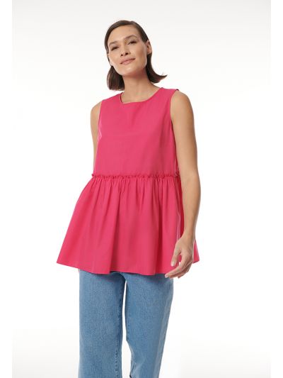 Flared Tiered Solid Sleeves T-Shirt