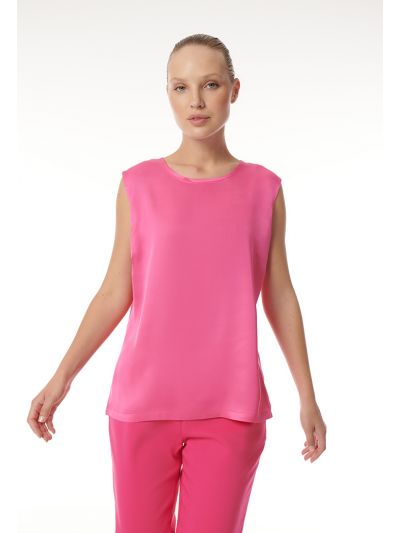 Solid Sleeveless Crew Neck T-Shirt