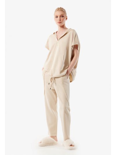 Designer Yoke Knitted Solid Pants