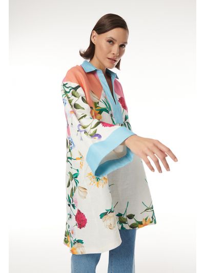 Flowery Printed Oversized Kimono Blouse -Sale