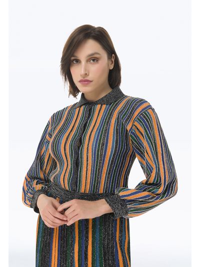 Multicolored Lurex Striped Shirt -Sale