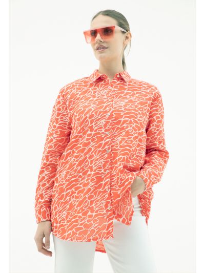 Embroidered Abstract Print Shirt -Sale