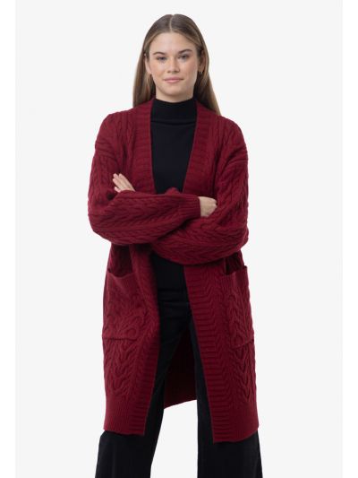 Braided Knit Long Sleeves Open Winter Cardigan -Sale