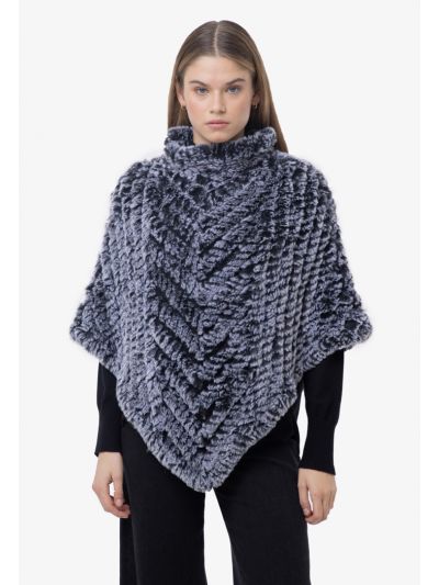 Fuzzy Two Toned Faux Fur Winter Poncho