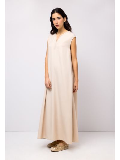 Sleeveless Embroidered Solid Dress-Ramadan Style