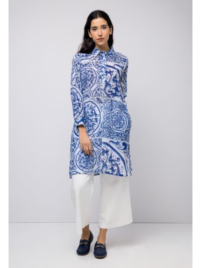 Printed Long Sleeves Shirt Dress