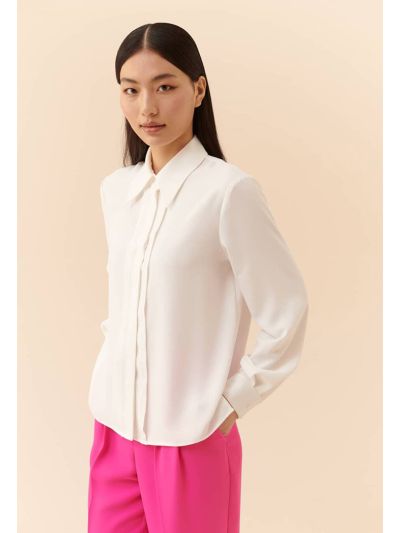 Roman Solid Long Sleeve Shirt Ecru