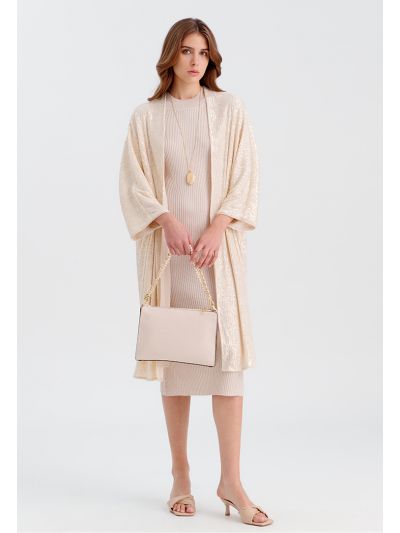 Front Open Midi Sequenced Kimono -Sale