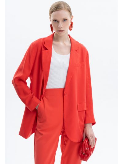 Solid Notched Blazer With Long Sleeve -Sale