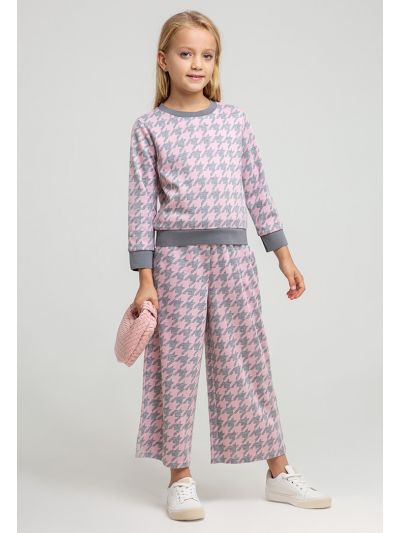 All Over Patterned Top and Wide Leg Pants Set